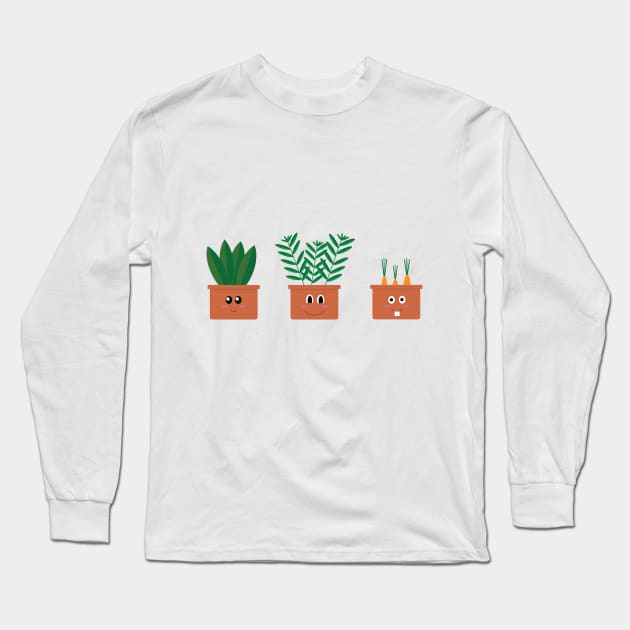 Happy Three Pot Long Sleeve T-Shirt by MissClumsy